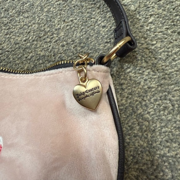 Juicy Couture Y2K Retro Vibe Shoulder Bag Dusty Blush Velour faux leather trim - Picture 3 of 3